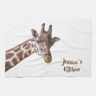 Portret van de Giraffe op Witte Gepersonaliseerde Theedoek