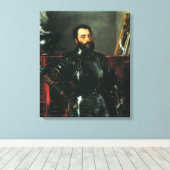 Portret van de hertog van Urbino door Titiaan Canvas Afdruk (Insitu (Houten vloer))