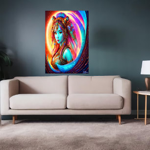 Portret van de Inuit Goddess Sedna AI Art. Poster