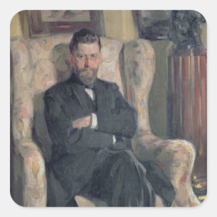 Portret van de inzamelaar Alexei A. Bakhrush Vierkante Sticker