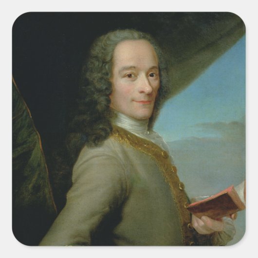 Portret van de Jonge Voltaire Vierkante Sticker (Voorkant)