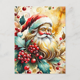 Portret van de kerstman feestdagenkaart