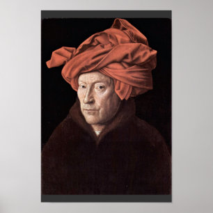 portret van de Man met de turban door eyck Jan Poster