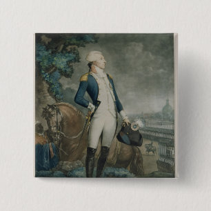 Portret van de Marquis de La Fayette Vierkante Button 5,1 Cm