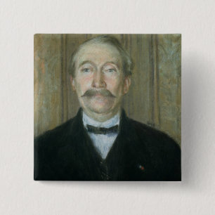 Portret van de patriarch (pastel op papier) vierkante button 5,1 cm
