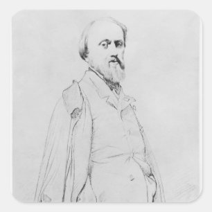 Portret van de schilder Hippolyte Flandrin Vierkante Sticker