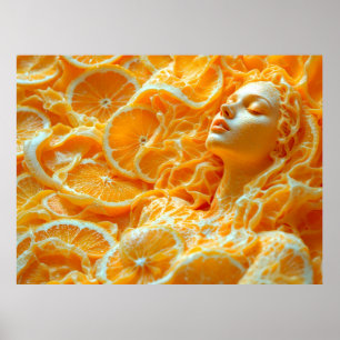 Portret van de vrouw tussen de Sinaasappels - Fres Poster