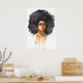 portret van de waterverf van Afrikaanse vrouw Poster (Keuken)