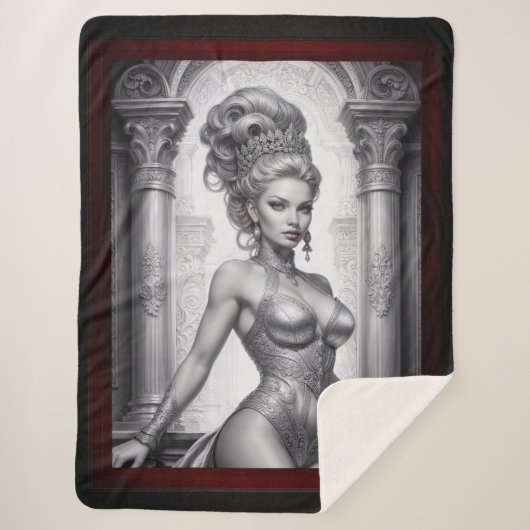 Portret van Drusella Arkaevis AI Art van Xzendor7 Sherpa Deken (Voorkant)