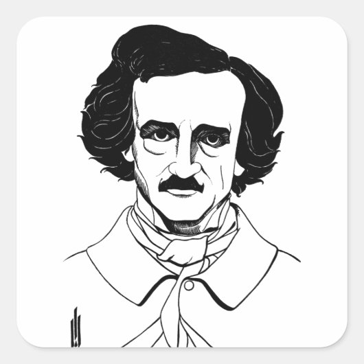 Portret van Edgar Allan Poe Vierkante Sticker (Voorkant)