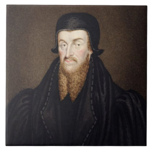 Portret van Edmund Grindal (c.1519-83) aartsbissch Tegeltje