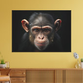 Portret van een aap - chimpansee close-up realisme canvas afdruk (Insitu (Woonkamer))