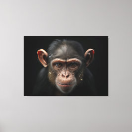 Portret van een aap - chimpansee close-up realisme canvas afdruk