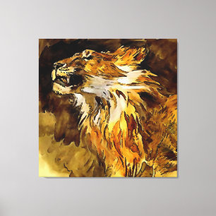 Portret van een Acrylverf van leder Canvas Afdruk