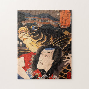 Portret van een acteur met een vis legpuzzel