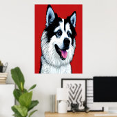 Portret van een Amerikaanse Eskimo Dog | AI Art Po Poster (Thuiskantoor)