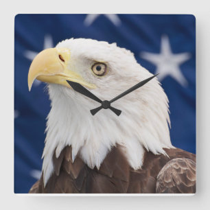 Portret van een Amerikaanse zeearend met sterren Vierkante Klok