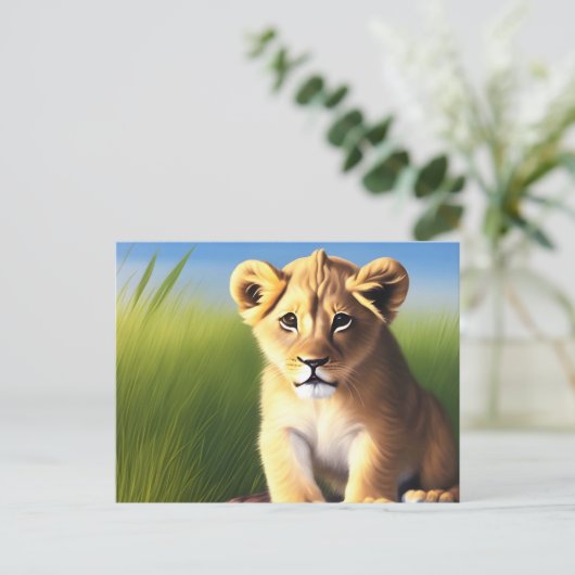 Portret van een baby leeuwen dier briefkaart (Staand voorkant)