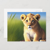 Portret van een baby leeuwen dier briefkaart (Voorkant / Achterkant)