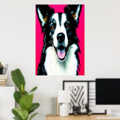 Portret van een collie aan de grens | AI Art Poste Poster (Thuiskantoor)