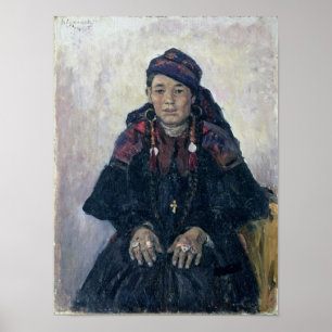 Portret van een Cossack Woman, 1909 Poster