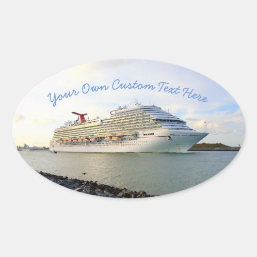 Portret van een Cruise Ship Custom Ovale Sticker (Voorkant)