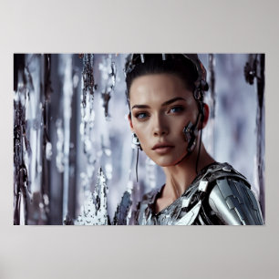 Portret van een cybervrouw poster
