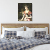 Portret van een dame die een rood-witte dress heef canvas afdruk (Insitu (Slaapkamer))