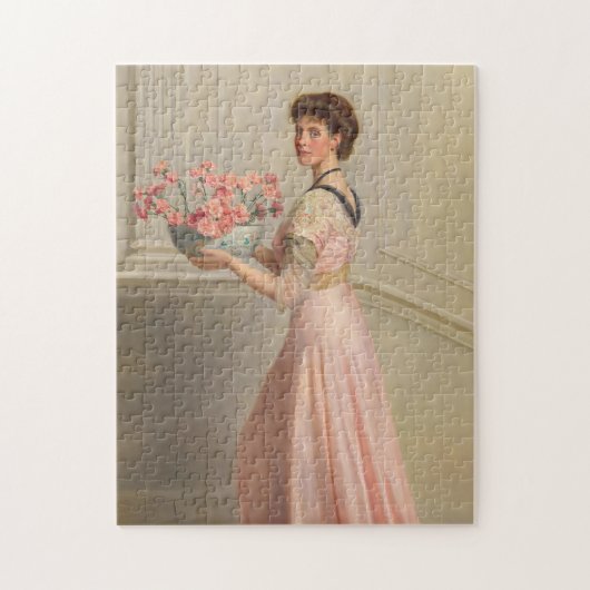 Portret van een dame in het roze | John Collier Legpuzzel (Verticaal)