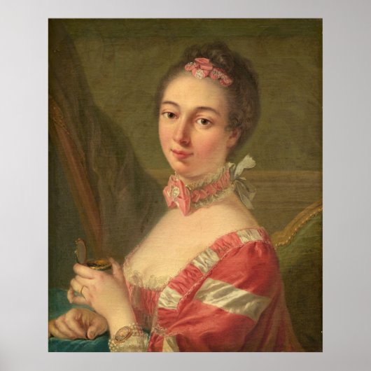 Portret van een dame - Louis Michel Van Loo Fine A Poster (Voorkant)
