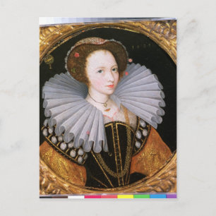 Portret van een dame met een grote roos briefkaart