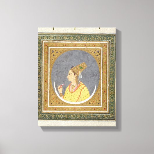 Portret van een dame met een lotusblad uit de canvas afdruk (Voorkant)