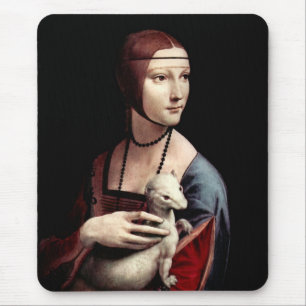 Portret van een dame met Ermine (een fret) Muismat
