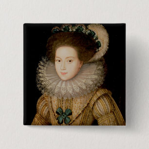 Portret van een dame, mogelijk Mary Queen of Scots Vierkante Button 5,1 Cm