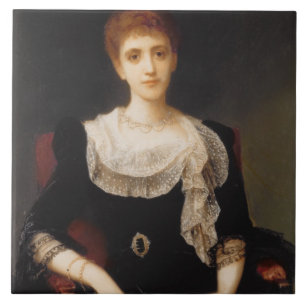 Portret van een dame (olie op doek) 2 tegeltje