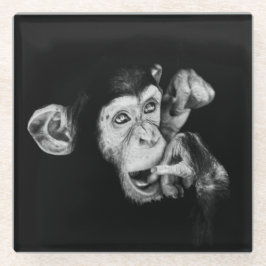 Portret van een denker Chimpansee Glazen Onderzetter
