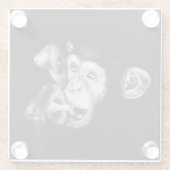 Portret van een denker Chimpansee Glazen Onderzetter (Achterkant)