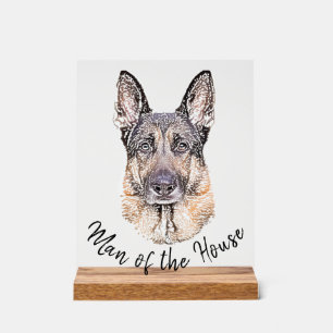 Portret van een Duitse Shepherd Dog Sketched Art Acryl Bord