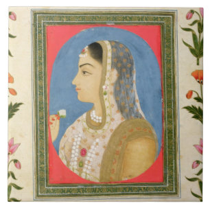 Portret van een edele dame uit de kleine klevende tegeltje