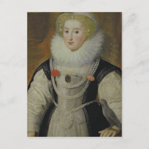Portret van een Elizabeth Lady met een papegaai Briefkaart