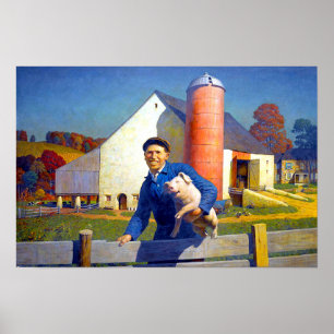 Portret van een Farmer NC Wyeth 1943 Poster