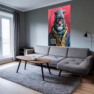 Portret van een Furry Humanoid alien   AI Art Post Poster