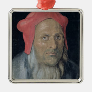 Portret van een gebogen Man in een rood Pet, 1520 Metalen Ornament