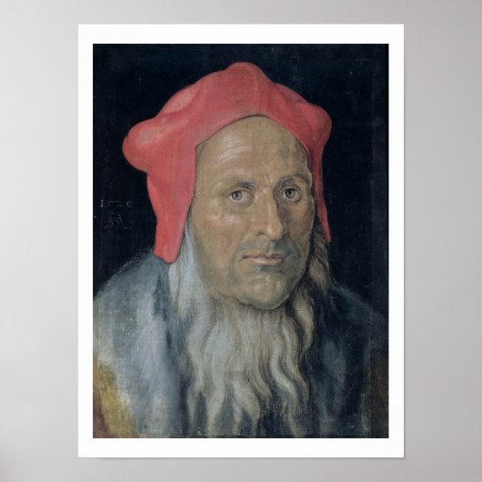 Portret van een gebogen Man in een rood Pet, 1520 Poster (Voorkant)
