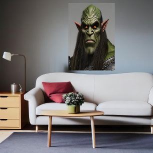Portret van een groene orc AI Art Poster