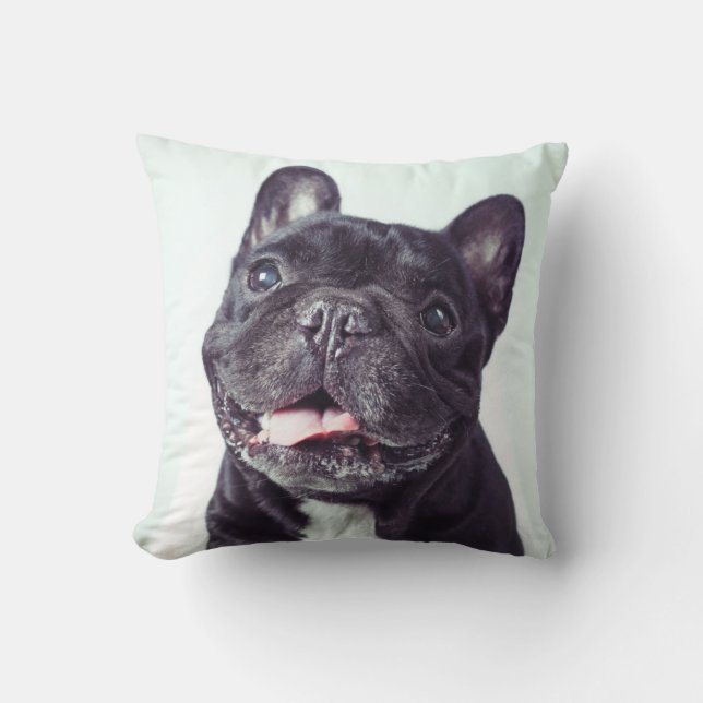 Portret van een Happy French Bulldog Kussen (Voorkant)