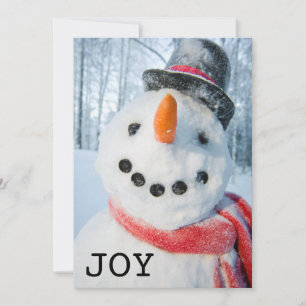 Portret van een Happy Snowman Feestdagenkaart