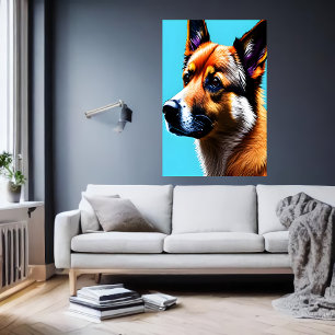 Portret van een IJslandse Sheepdog   AI Art Poster