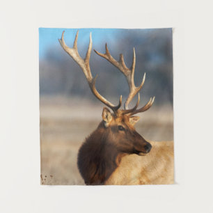 Portret van een indrukwekkende wapiti-stier wandkleed