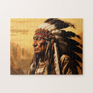 Portret van een inheemse Amerikaanse hoofdman Legpuzzel